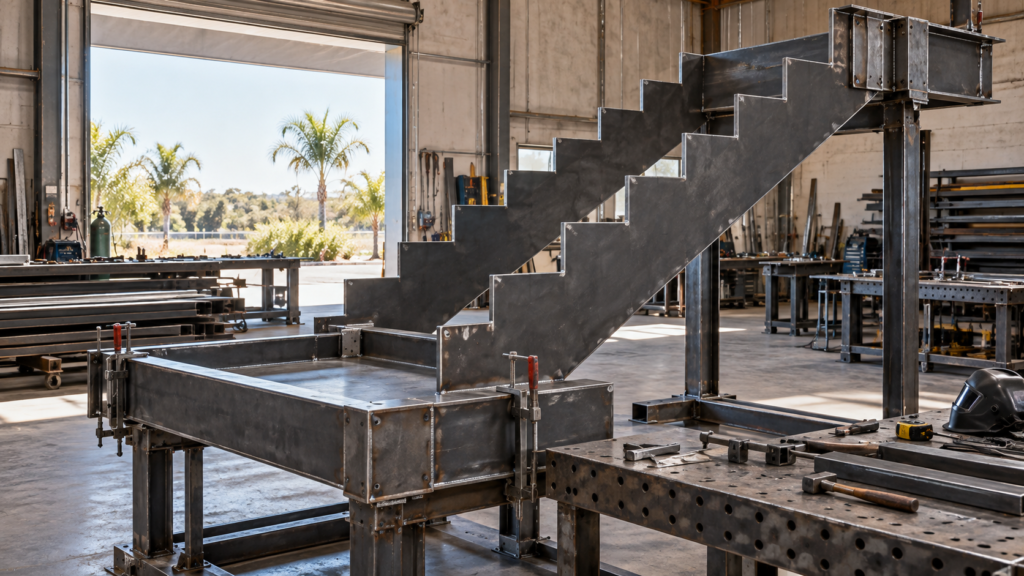 Custom steel staircase fabrication for a luxury residential project in Florida