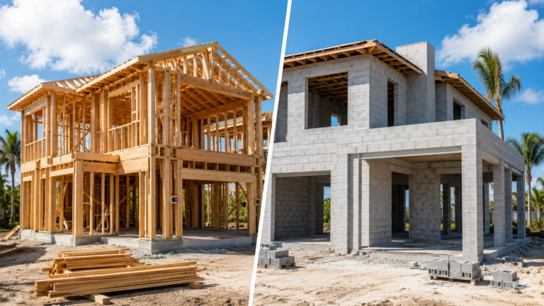 Wood framing and concrete block construction comparison for homes in Florida